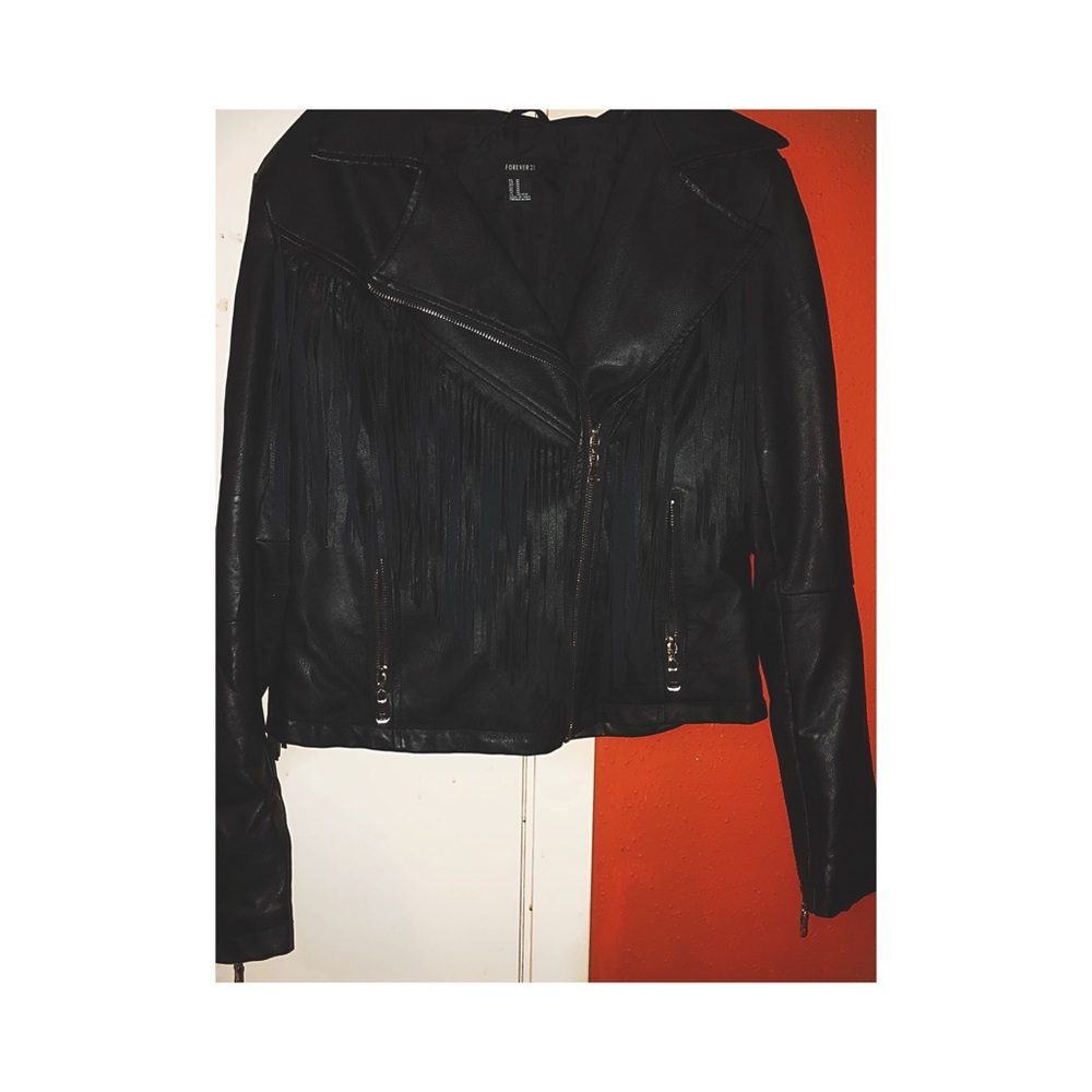 Fringe Faux Leather Jacket